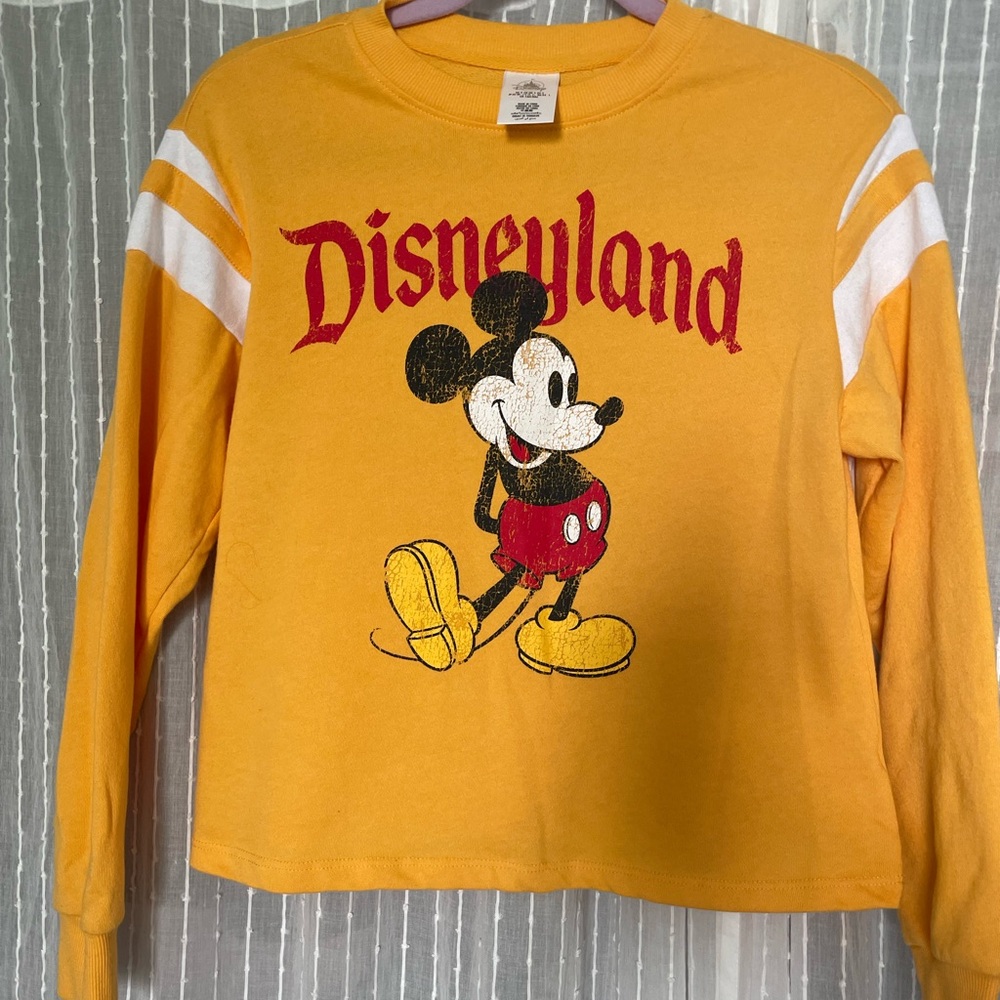 Disneyland Yellow Long Sleeve Tee with Classic Mickey Mouse Design